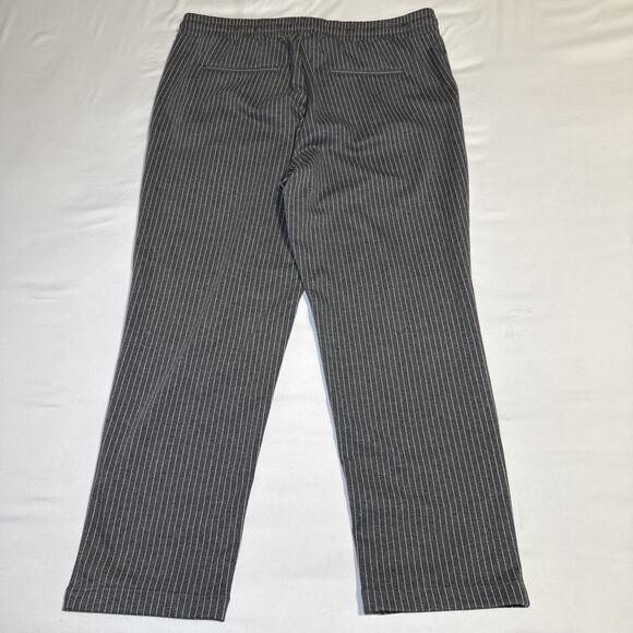 Ann Taylor LOFT Pants Drawstring Gray Pinstriped Staight Leg Size Large NWOT - Picture 10 of 11